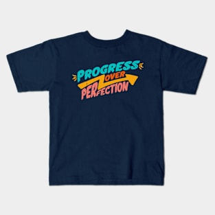 Vintage Progress Over Perfection // Retro Inspiration Motivation Kids T-Shirt